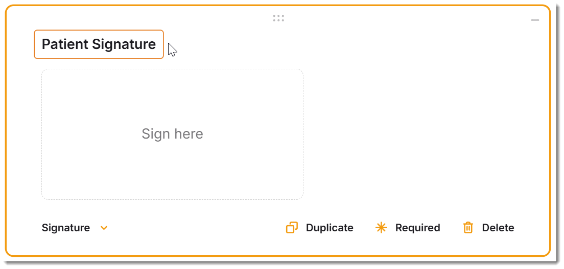 A signature field added to a form in the SmartForms V2 form creator.